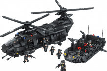 Купить конструктор zhegao отряд спецназначнения вертолет и военный катер (1351 деталь) ql0108
