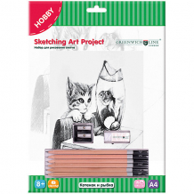 Купить набор для рисования скетча greenwich line «котенок и рыбка» ( id 8276476 )