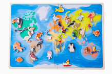 Купить деревянная игрушка сибирские игрушки карта мира птицы и морские животные (на липучках) 30207