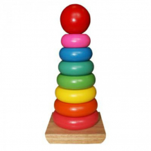 Купить деревянная игрушка qiqu wooden toy factory пирамидка яркие краски в-002