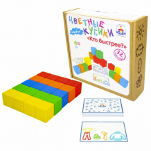 Купить деревянная игрушка краснокамская игрушка цветные кубики кто быстрее? с карточками н-86