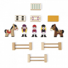 Купить деревянная игрушка janod набор фигурок маленькие истории школа верховой езды j08517
