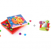 Купить развивающая игрушка happy baby art-puzzle 12 карточек 46 фишек + игрушка-зеркало lovely garden 