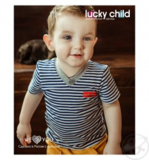 Купить футболка lucky child крутой парень, цвет: синий/белый ( id 9459519 )