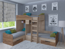 Купить подростковая кровать рв-мебель двухъярусная трио (сонома) trio-22