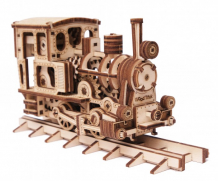 Купить wood trick механическая деревянная сборная модель паровозик с рельсами 1234-49