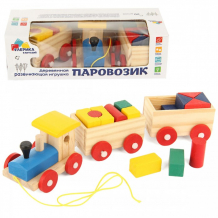 Купить деревянная игрушка фабрика фантазий паровозик с фигурами чух-чух 42261
