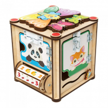 Купить деревянная игрушка нумикон игры монтессори бизи-куб зверята со светом 01291