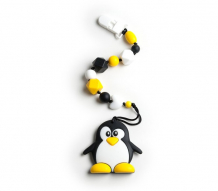 Купить прорезыватель mamsi грызунок пингвин на держателе с клипсой 
