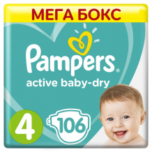 Купить pampers подгузники active baby-dry maxi р.4 (9-14 кг) 106 шт. 81671973/pa-81630302/pa-81671973