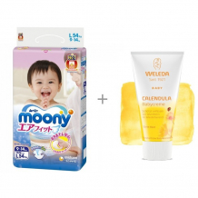 Купить moony подгузники l (9-14 кг) 54 шт. и weleda крем для младенцев с календулой для защиты кожи 