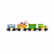 Купить деревянная игрушка janod поезд на магнитах с фигурками ферма j08578