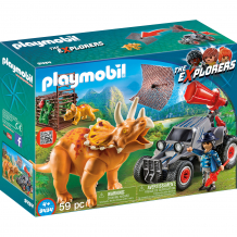 Купить конструктор playmobil динозавры: вражеский квадроцикл с трицератопсом 9434pm