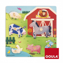 Купить деревянная игрушка goula рамка-вкладыш ферма мама и малыш 53040