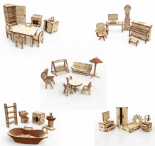 Купить хэппидом большой набор кукольной мебели из дерева premium hk-m012