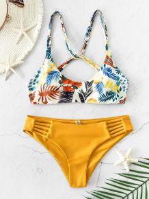 Купить zaful leaf print strappy bikini swimsuit ( id 460847108 )