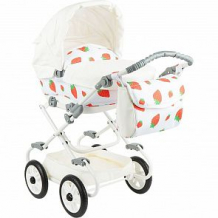 Купить коляска для кукол gusio синтия белый с клубничкой, белый ( id 7100365 )