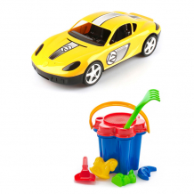 Купить тебе-игрушка набор летний детский автомобиль молния + песочный набор цветок 40-0014+40-0100