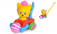 Купить каталка-игрушка poltoys с мячиком кот pl7051