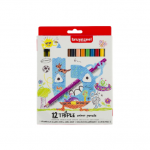 Купить bruynzeel набор цветных трехгранных карандашей kids triple 12 цветов + точилка в картонной упаковке 60119012