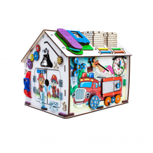 Купить деревянная игрушка iwoodplay бизиборд домик со светом пожарные 37x31x31 см id0407