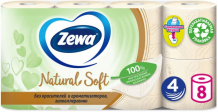 Купить zewa туалетная бумага natural soft 4-х слойная 8 шт. 967300