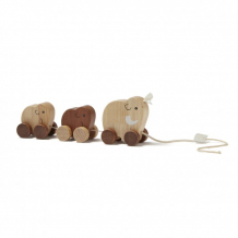 Купить деревянная игрушка kid's concept семья мамонтов на колесах на веревочке neo 
