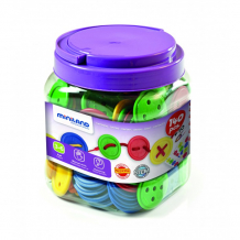 Купить развивающая игрушка miniland обучающий набор со шнуровкой и пуговицами lacing buttons (140 элементов) в контейнере 31715