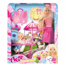 Купить toys lab кукла ася блондинка в розовом платье на прогулке с семьей 35087