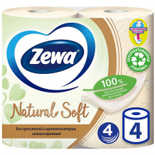 Купить туалетная бумага zewa natural soft, 4 слоя, 4 рулона ( id 16718892 )