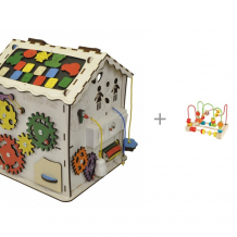 Купить деревянная игрушка iwoodplay развивающий домик с электрикой и деревянная игрушка mapacha лабиринт-счеты большой 