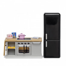 Купить lundby набор мебели для домика кухонный остров и холодильник lb_60201800