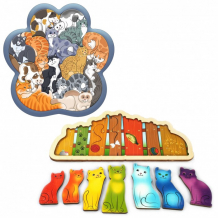 Купить деревянная игрушка тебе-игрушка зоопазл кошки + развивающая доска разноцветные котята 8067+7932