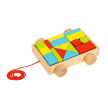 Купить деревянная игрушка tooky toy каталка с кубиками 21х19.5 см tkb369a