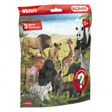 Купить konik пакетик-сюрприз дикие животные 3 фигурки amw2130
