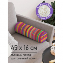 Купить joyarty декоративная подушка валик на молнии строгая радуга 45 см pcu_12439