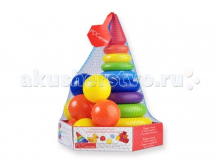 Купить развивающая игрушка росигрушка набор радуга макси пирамида+мячики (21 деталь) 2156