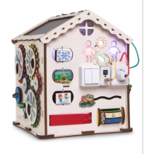 Купить деревянная игрушка jolly kids бизиборд развивающий домик со светом rpd-ds40-01