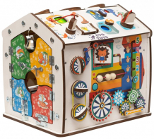 Купить деревянная игрушка evotoys бизиборд домик знайка радуга мини et-bd-01-03