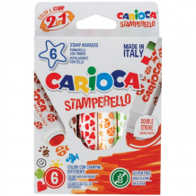 Купить фломастеры carioca штампы двусторонние stamp markers 6 цветов 42279
