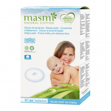 Купить masmi впитывающие вкладыши для груди из органического хлопка для кормящих матерей 30 шт. 00048