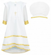 Купить крестильный набор платье/чепчик крестильные ангел мой, цвет: белый/золотой ( id 9621636 )