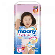 Купить moony подгузники-трусики для девочек l (9-14 кг) 44 шт. 4903111-184521/4903111-273409