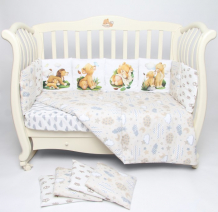 Купить комплект в кроватку подушкино со съемными наволочками панно подушками король львенок (6 предметов) 