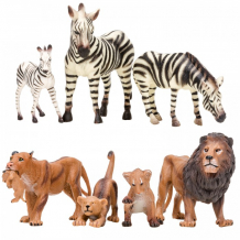 Купить masai mara набор фигурок мир диких животных семьи львов и семья зебр (7 предметов) mm201-013