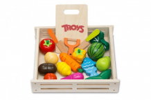 Купить деревянная игрушка troys набор овощи и фрукты (18 деталей) ws002
