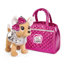 Купить chi-chi love 5893125129 плюшевая собачка &quot;гламур&quot; с розовой сумочкой и бантом, 20 см