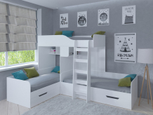 Купить подростковая кровать рв-мебель двухъярусная трио (белый) trio-35