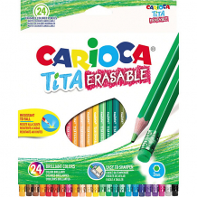 Купить набор цветных карандашей carioca "tita erasable" шестигранные, 24 цвета ( id 10627276 )