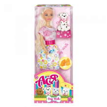 Купить toys lab кукла ася блондинка в розово-белом платье прогулка с щенком 35058